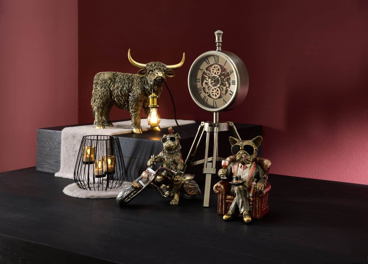 Formano_LED_Lampe_Rind_Figur_Hund_und_Taschenuhraufsteller Formano LED Lampe Rind Figur Hund und Taschenuhraufsteller